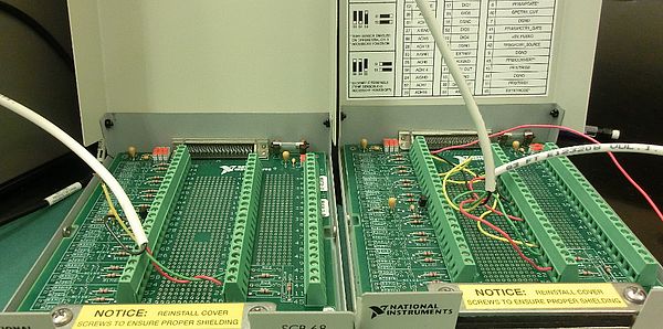 National Instruments break-out boxes for the PCI and PCI-e data acquisitionboards.