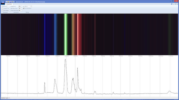 Full program window showing spectrum from overhead light.