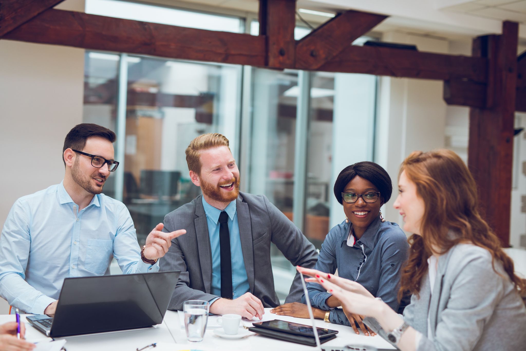 Business partners in a business meeting discussion.