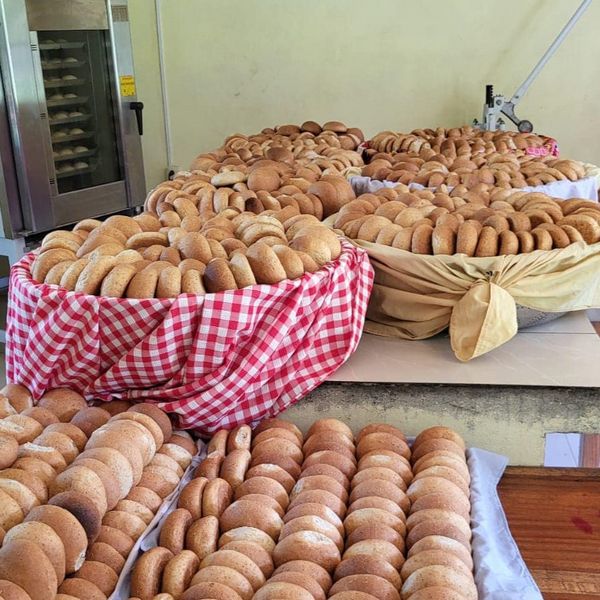 several baskets of Bolivian bread