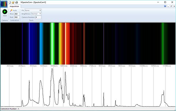 Full screen view of software showing a spectrum from overhead lights.