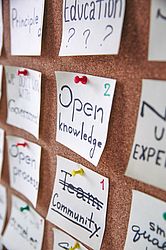 photo of sticky notes on corkboard