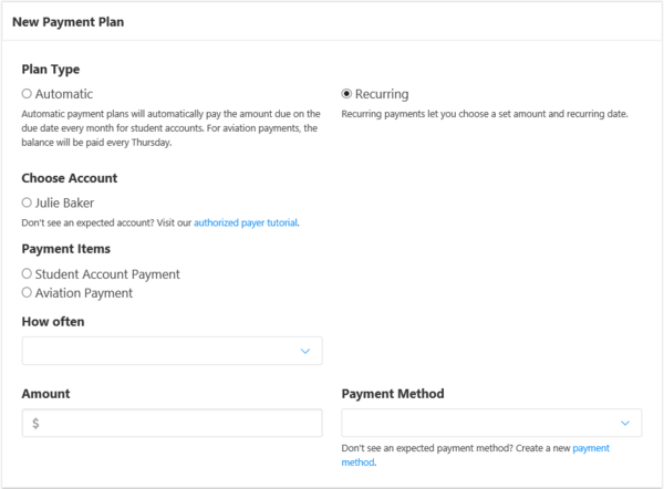 New recurring payment plan
