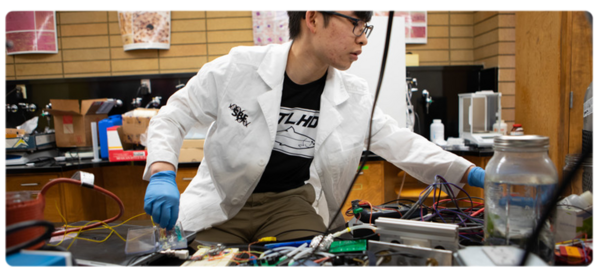 Engineering student works on research project