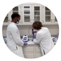 Two students work in the bioengineering lab