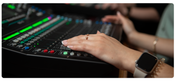 A student produces music