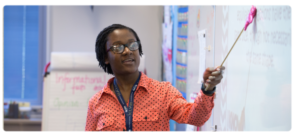 WWU grad teaches in a classroom