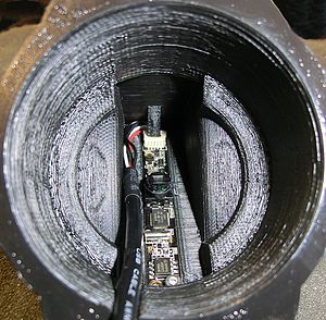 Camera mounted in 3d-printed back end cap.