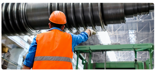 Engineer inspects production in a facility