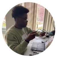 Christian works in the electronics lab