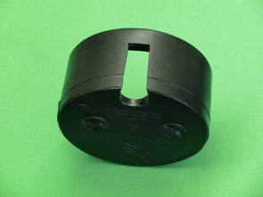 Back end cap with hole for wires shown.