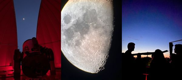 Left is in dome, center is moon, right is us on the deck.