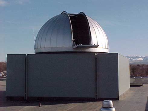 A view from the outside looking into the open dome.