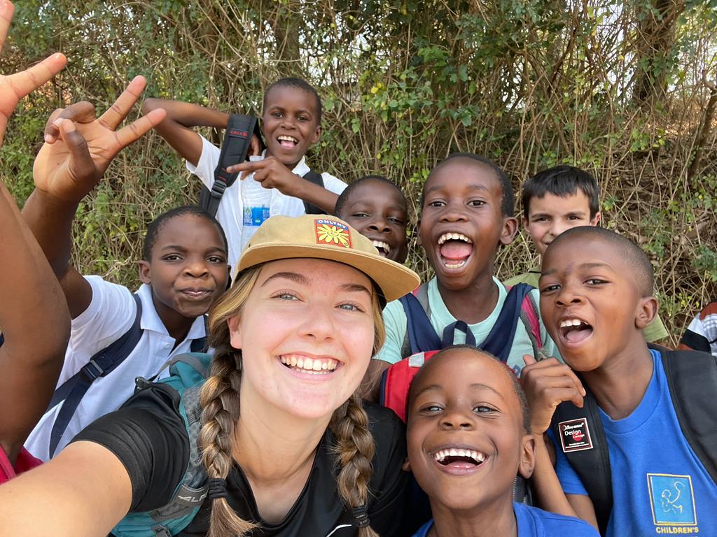 Madelyn Fish with her students in Makwasa, Malawi